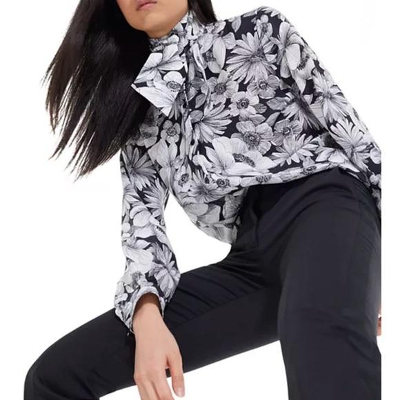 NWT The Kooples Romantic Garden Tie Neck 100% Silk Blouse Size S - Picture 1 of 9